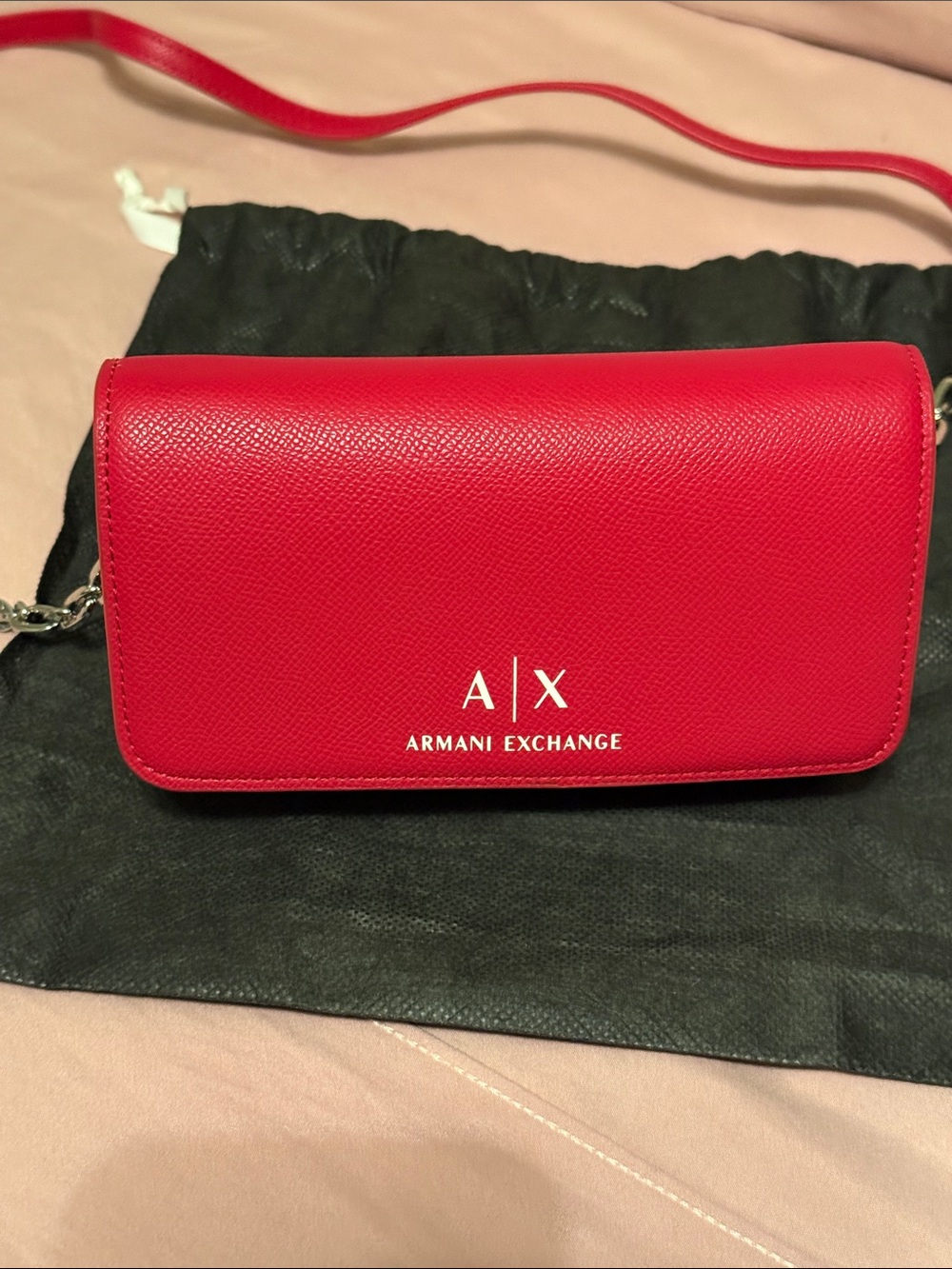 Armani Exchange Red Chain Crossbody Wallet Bag - Picture 4 of 7